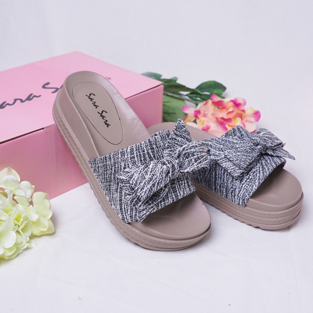 Sandal Wedges jelly wanita kasual sendal slop cewek wedges pita hak tinggi kekinian