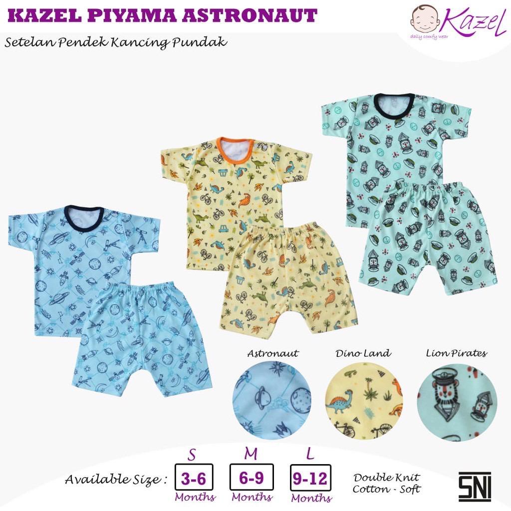 CUCI GUDANG PROMO Kazel Setelan Piyama SAFARI / ASTRONOT/ SEALIFE/ BAJU BAYI Kancing Depan Kancing Oblong Astronaut KAZEL CAR