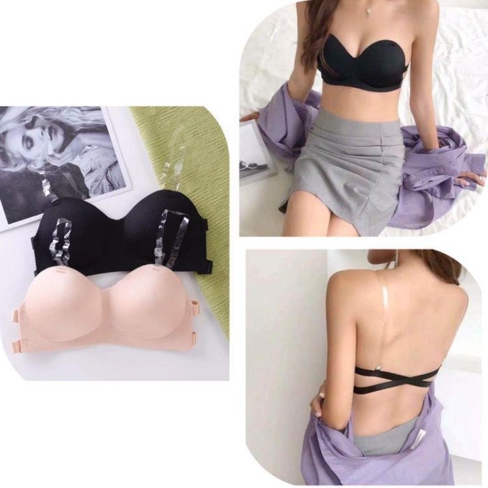 Strapless BRA tanpa kawat BH tanpa tali bisa dilepas 2in1 pushup sexy