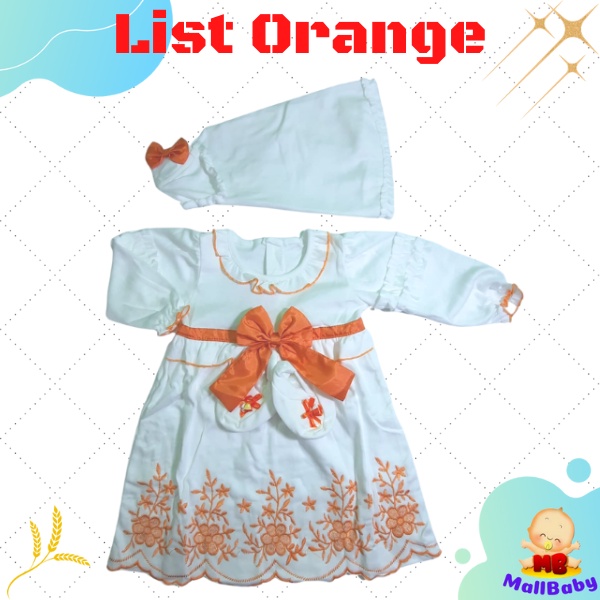 Baju Bayi Perempuan Baru Lahir Newborn Dress Gamis Akikah Aqiqah