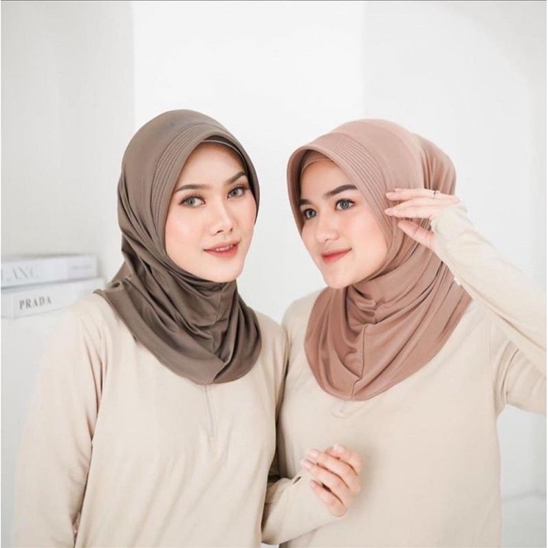 Kerudung Khimar Instan Hijab Sporty pet bahan Jersey Olahraga Volly Basket Futsal