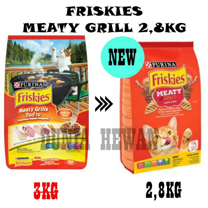 FRISKIES ADULT Meaty Grills Grill 3kg 3 kg Kemasan Baru 2.8kg 2.8 kg 2,8kg 2,8 kg