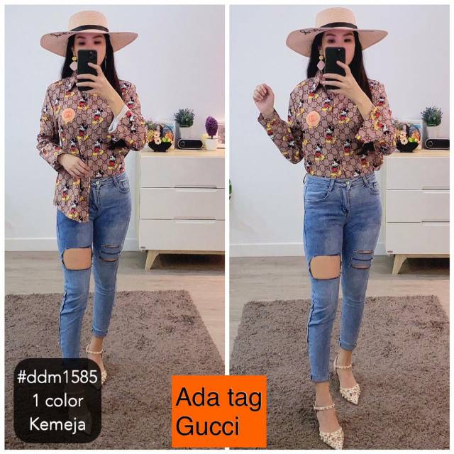 Atasan kemeja import bahan katun silk