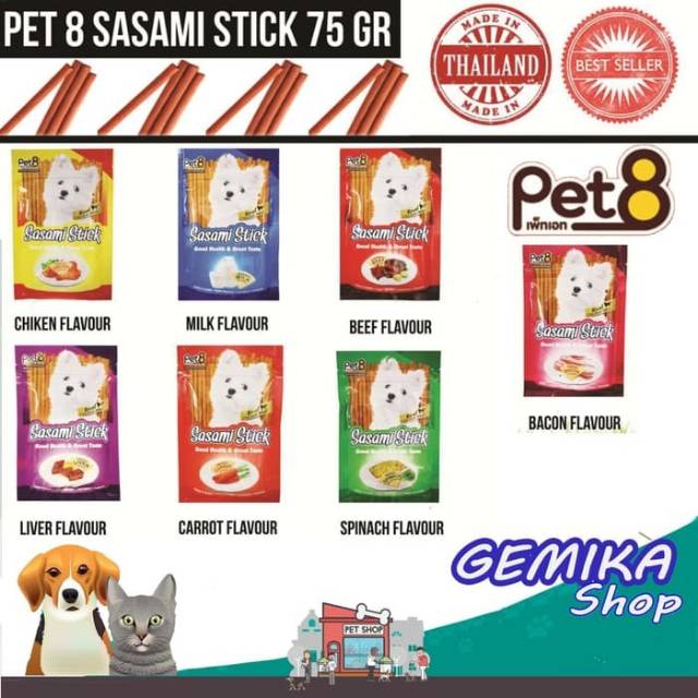 Snack Anjing PET 8 Sasami Stick 75 gr-6 pcs