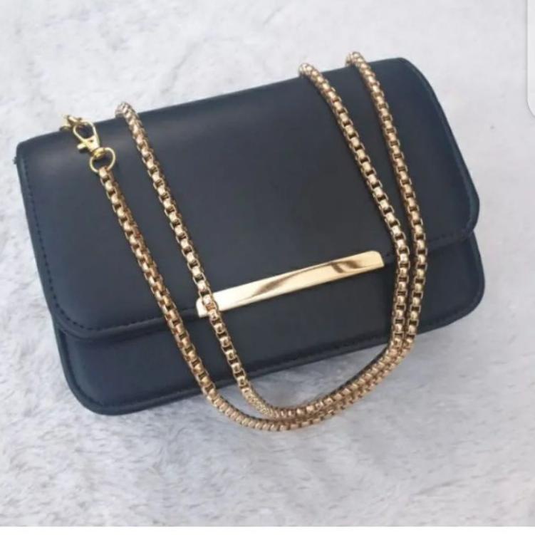 ART3z3Yn--Tas Bahu Wanita/Tas Tali Rantai Hitam polos