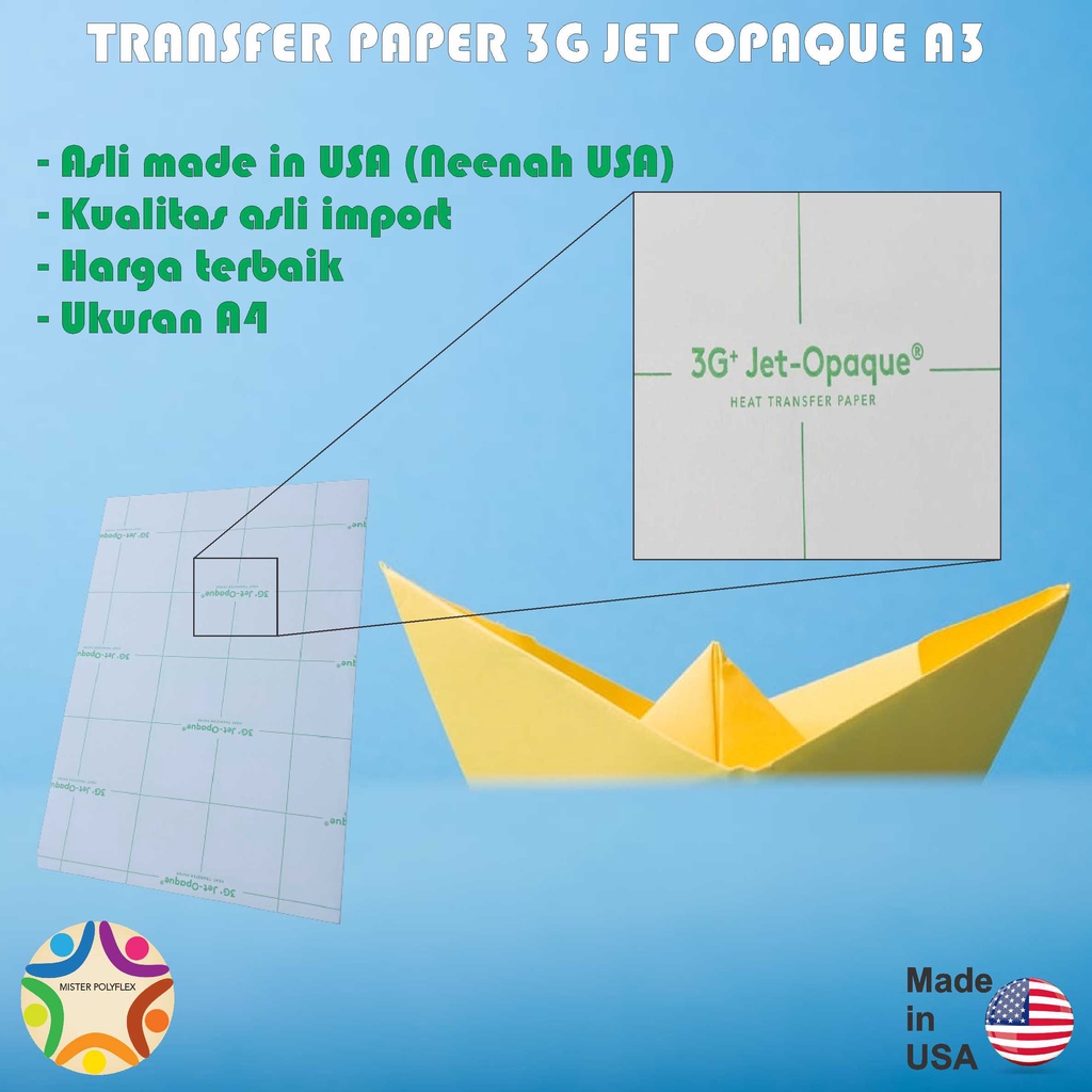 

Transfer Paper 3G Jet Opaque A3 (min order 10)