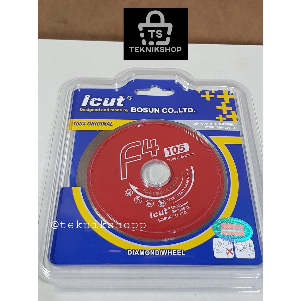 MATA GRENDA POTONG KERAMIK F4 BOSUN / DIAMOND WHEEL 4" ICUT BOSUN F4 / MATA GERINDA POTONG GRANIT BE