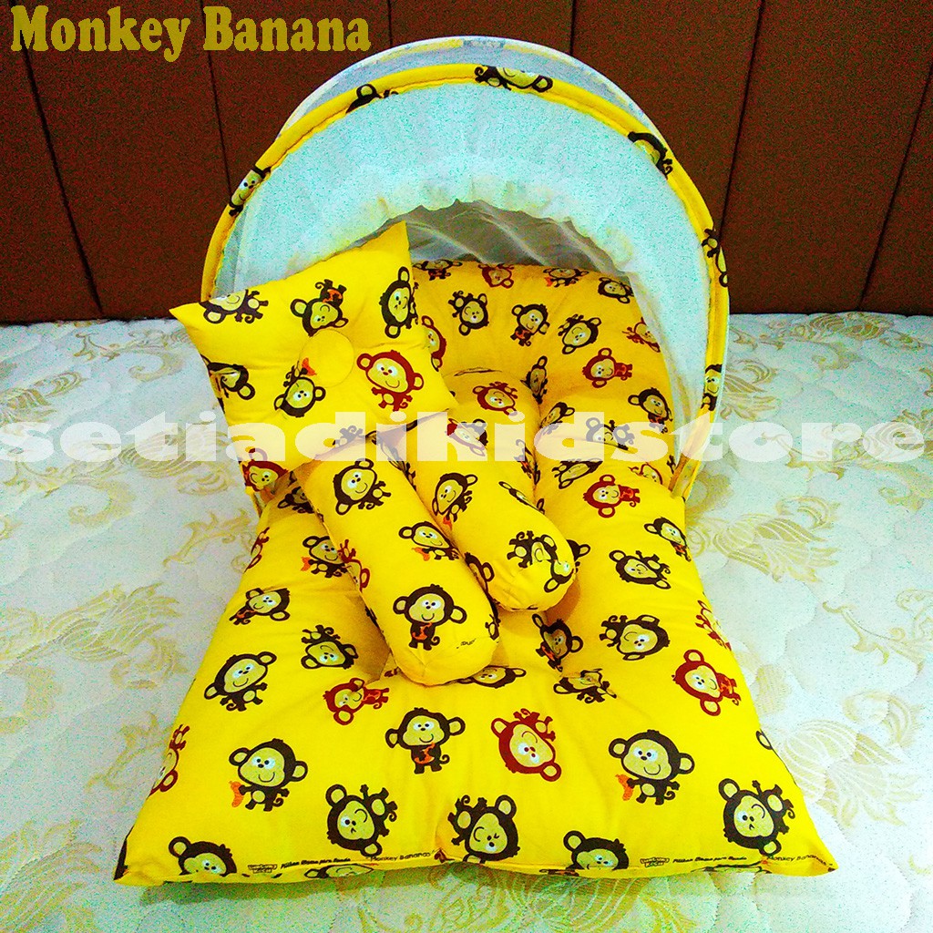 Perlengkapan Bayi Baru Lahir + Kasur Bayi Berkelambu + Tempat Tidur Bayi + Uk 100 x 60 cm + Matras