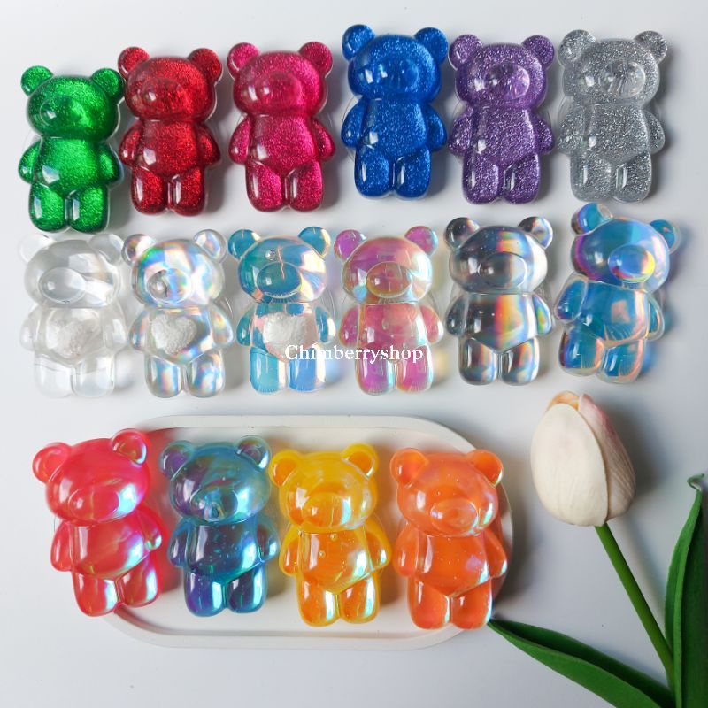 [ READY STOCK ] aesthetic griptok gummy bear clear pop socket jelly beruang winnie the pooh laser ho