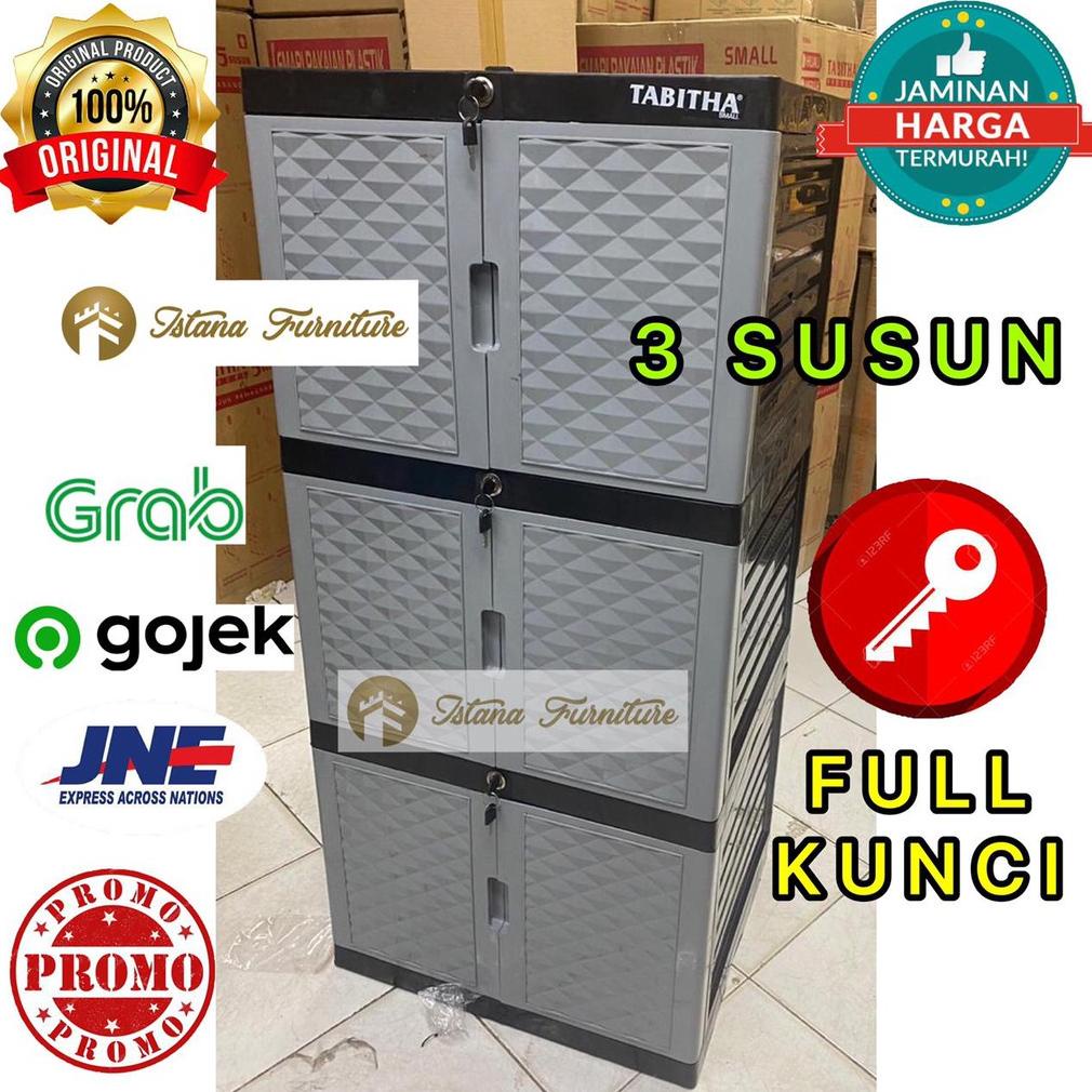RAK PLASTIK / LEMARI PLASTIK / LEMARI PAKAIAN / LEMARI BAJU SERBAGUNA 3 SUSUN 6 PINTU FULL KUNCI TER
