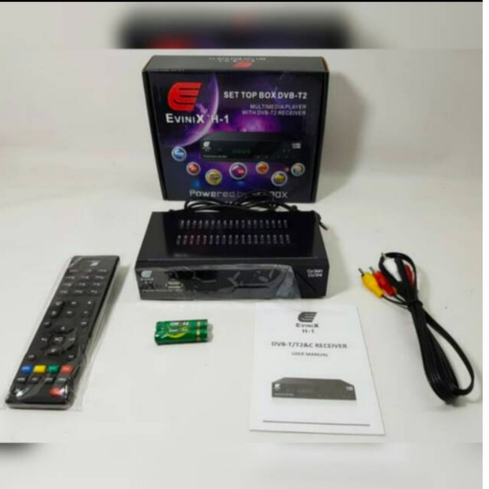 EVINIX H1 RECIVER DECODER SET BOX BOSTER ANTENA TV Digital FREE KABEL - evinix h-1
