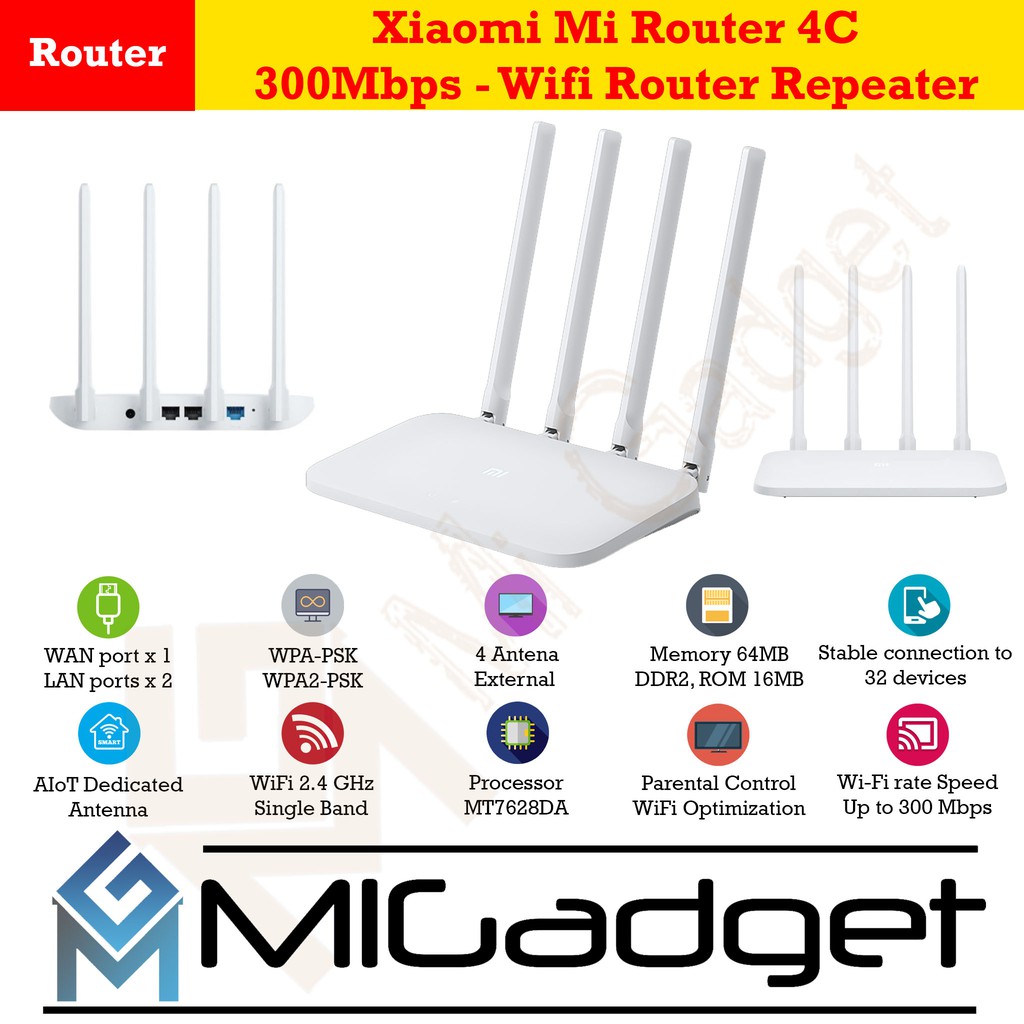 Xiaomi Router 4C 4 C 300Mbps - WiFi Router Repeater