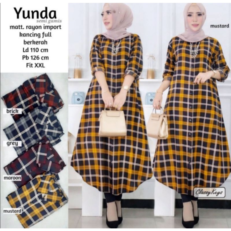 Tunik Tartan Revana motif kotak-kotak || Atasan wanita Tunik motif kotak-kotak