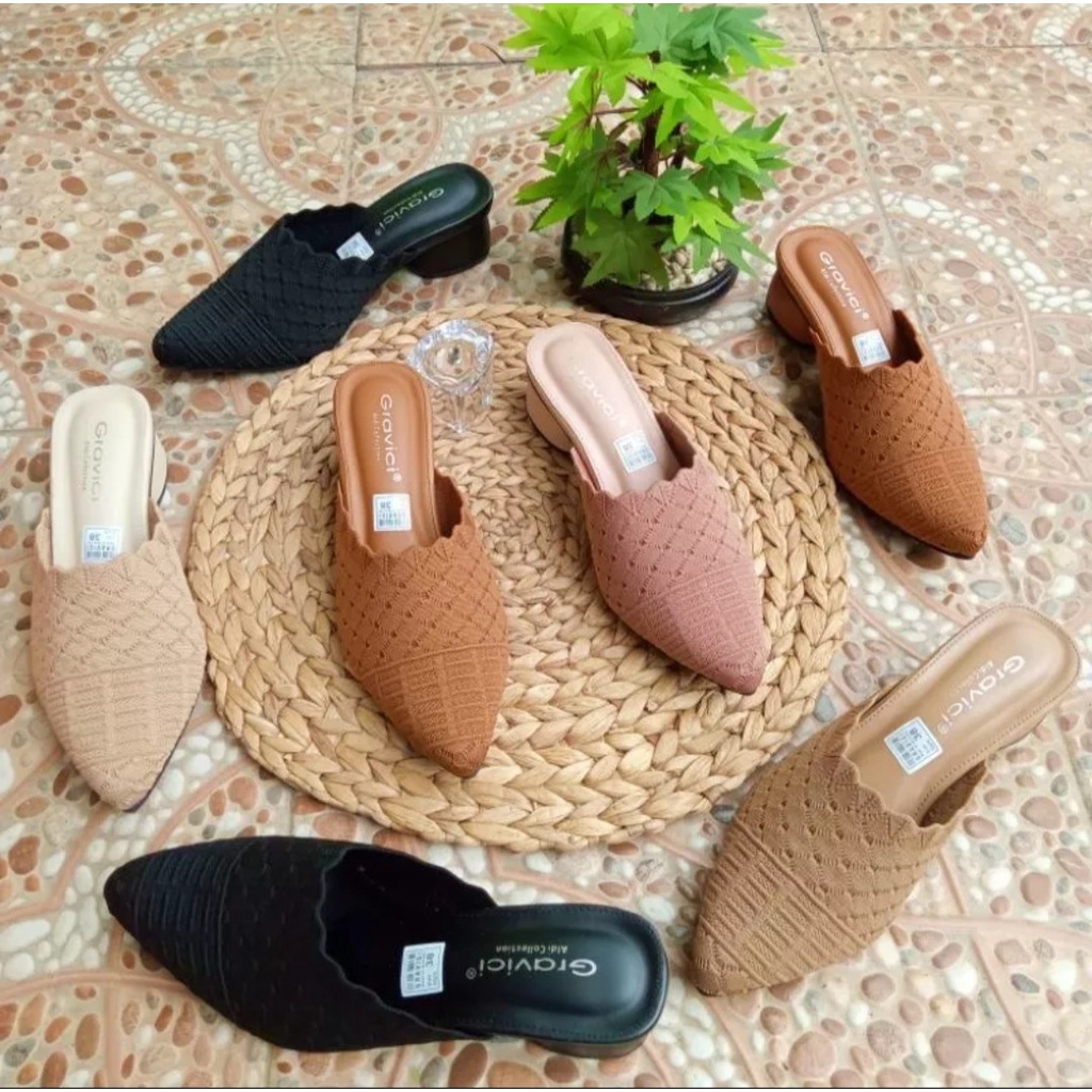 SANDAL SELOP HAK TAHU WANITA RAJUT IMPORT TERBARU/BERKUALITAS/COD