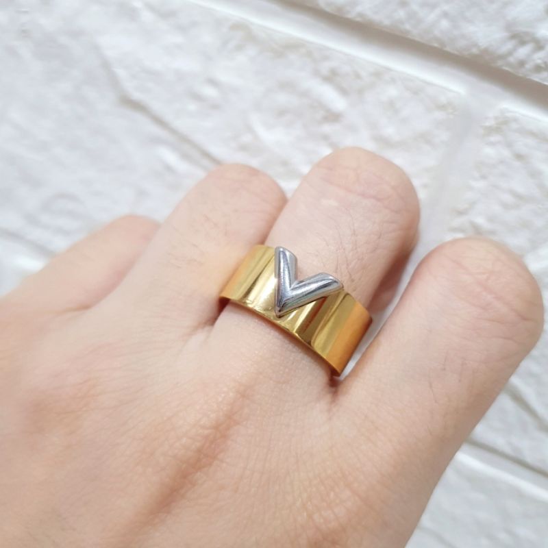 Cincin Titanium asli Branded Band Motif eLv bahan tebal Anti karat Ring Stainless steel ori Premium Quality Ct06
