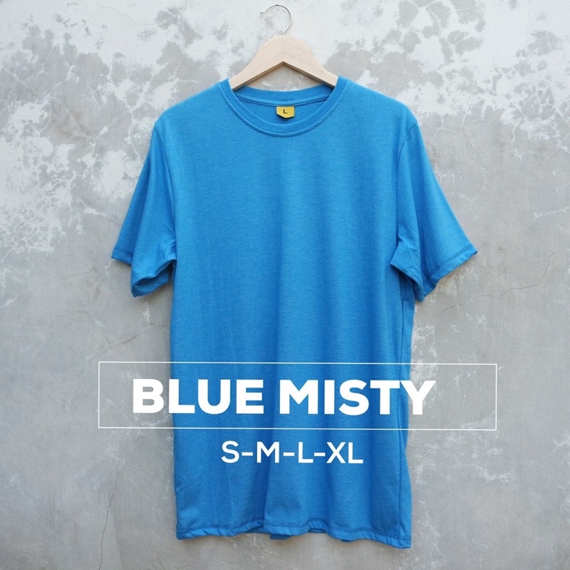 BAJU KAOS POLOS LENGAN PENDEK Warna BIRU TURKISH Cotton Combed30s