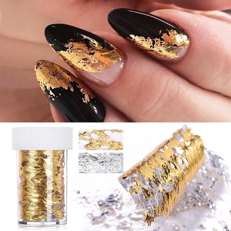 1 Pc 3D Mesh Stiker Kuku Emas Perak Net Line Tape on Nails Perekat Foil Sutra Nail Art Dekorasi Polandia Decals