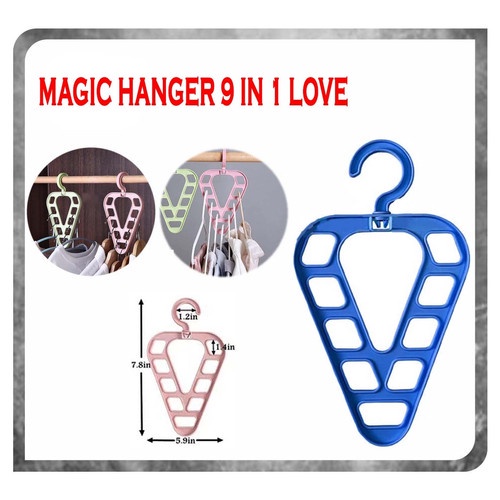 MAGIC HANGER LOVE 9 IN 1 / GANTUNGAN BAJU 9IN1 HANGER LOVE / GANTUNGAN MULTIFUNGSI / HANGER LEMARI GANTUNGAN