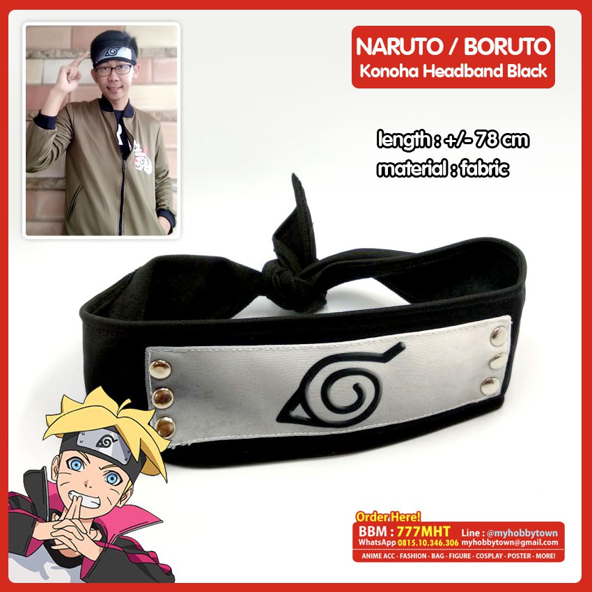 Headband Naruto Konoha Hitam