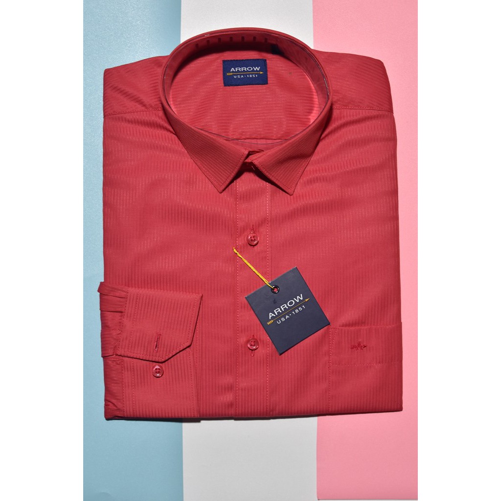 Kemeja Pria ARROW Lengan Panjang Orange Tua Salur ORIGINAL & REAL PICTURE