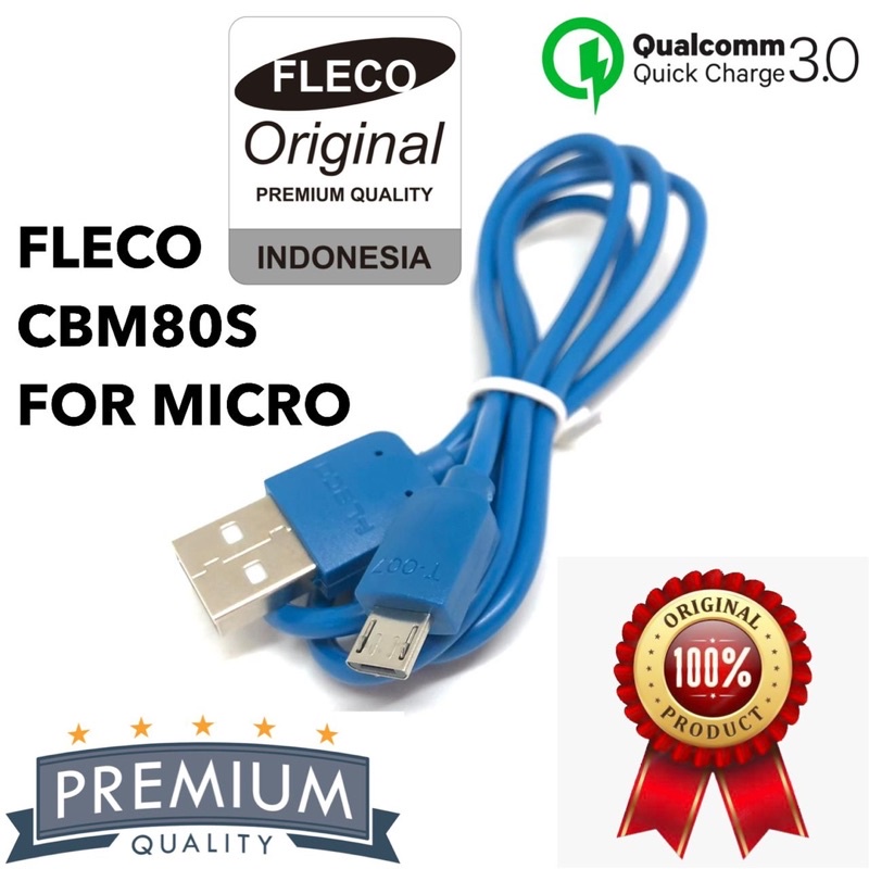 Ready Stok Kabel Data Fleco Micro USB 80CM CBM80S ORIGINAL - Cable CBM-80S 2A