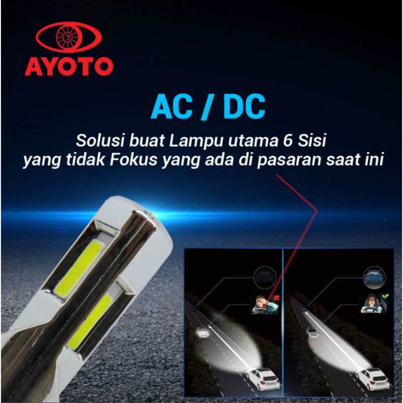 Lampu led motor socket  H4 H6/T19 AYOTO M6A 6sisi arus AC DC Watt 30+30 Vixion cb150r dll bebek matic