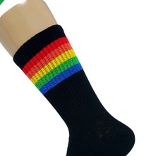 Kaos kaki skate oldschool motif ranbow hitam