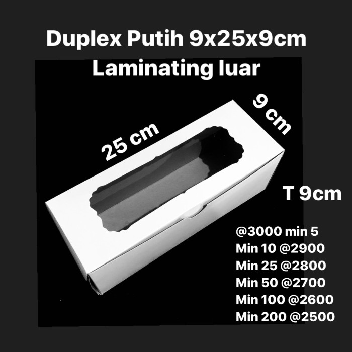

jtg80ht Box Duplek Putih Ukuran 9X25X9Cm 56Ye45