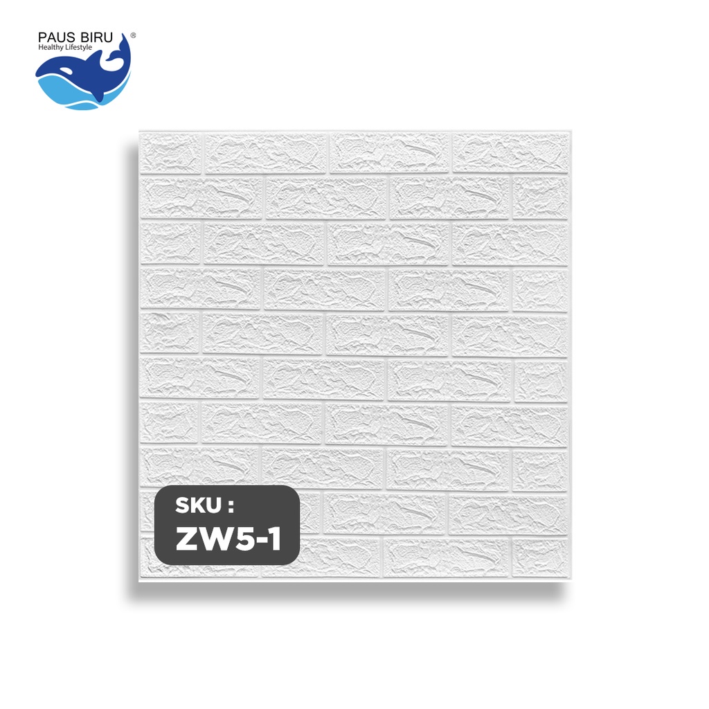 Wallpaper 3D Foam Motif Batu Bata TEBAL 4.5MM Dekorasi Dinding Kamar Rumah Murah TEBAL 4.5MM-PUTIH 4.5 MM