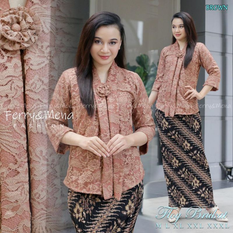 New Pict - Atasan Kebaya Floy Brokat Big Size / Hitam / Navy / Gold / Moca / Dusty / Silver