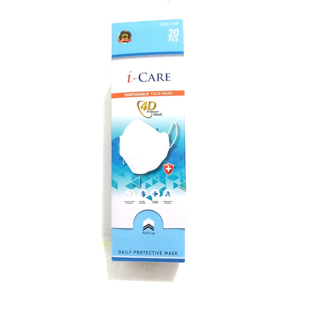 Masker KF94 isi 20 pc i-care 4D Premium mask putih/hitam