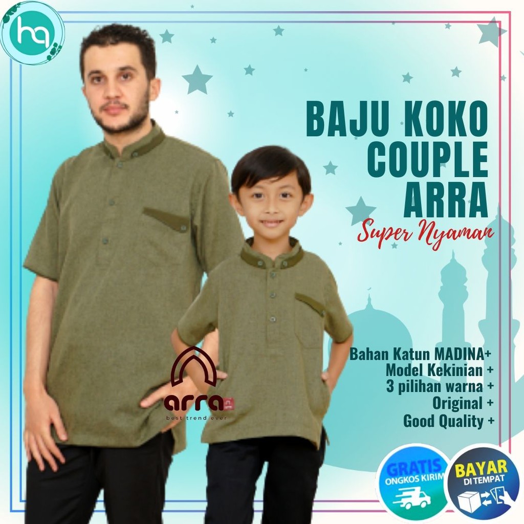 Koko Kurta Couple Ayah dan Anak Lengan Pendek Arra Rayyan Kokoh Muslim Army