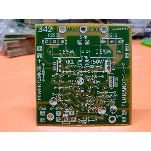 PCB Power Amplifier OCL 150 Watt Mono Sanken 342
