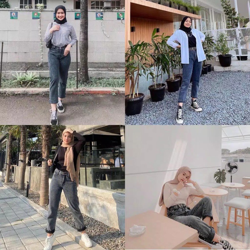 (MSB) BAGGY BOYFRIEND JEANS ERYN SNOW WASHED TEBAL ASLI