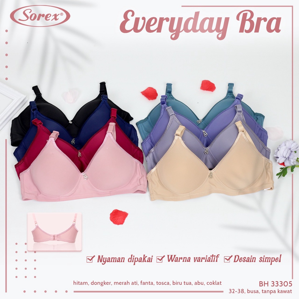 gos BRA BH FASHION SOREX 18160 &amp; 33305 Sorex Bra Busa Tanpa Kawat Kait 2 Setara Cup B Jennifer