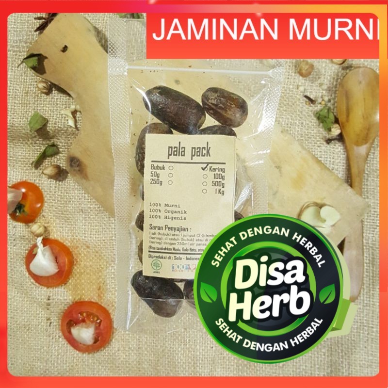 

BIJI PALA UTUH KERING 100 GRAM - Myristica Fragrans - MURNI - JSR - REMPAH - PREMIUM QUALITY