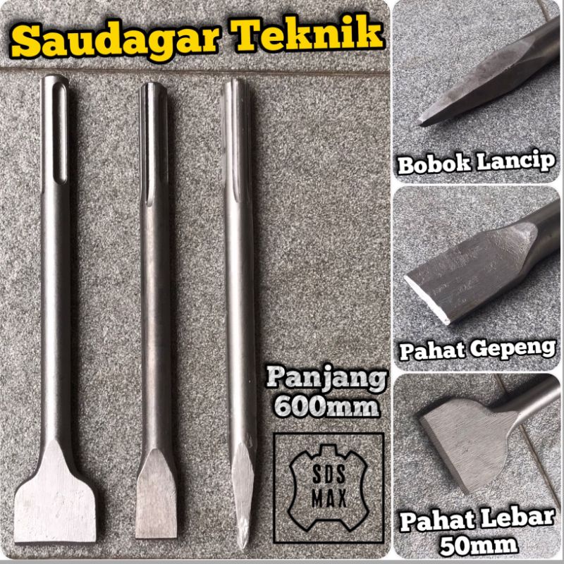 SDS Max 600mm Mata Bobok Pahat Beton Tembok Jalan Panjang 600 mm