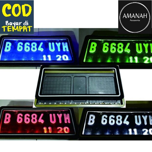 Dudukan / Tempat / Cover Plat Nomor Motor Tutup Akrilik (Per set) LED