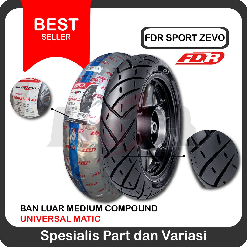 FDR 90/80-14 Sport Zevo Ban Tubeless Motor Matic Matik