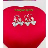 (COD)Anting rumbai anak &amp; remaja Mickey mause mata putih perak asli 925/silver lapisan emas putih murni..