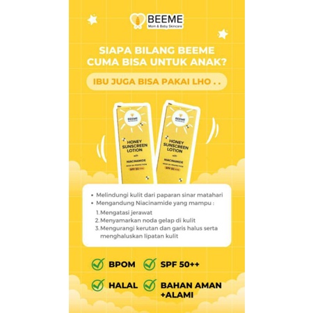 [RESELLER KALTIM] Beeme Honey Sunscreen Lotion With Niacinamide Spf 50+++