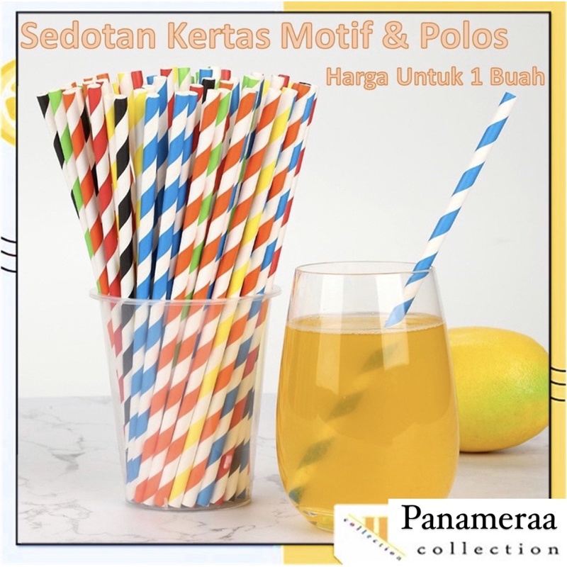 1pc Sedotan Kertas Warna Warni Polos Steril Food Grade Sekali Pakai 1 PCS BIODEGRADABLE Party