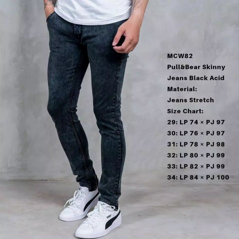 CELANA JEANS PRIA SKINNY PANJANG PULL&amp;BEAR STREACHT JEANS BAWAHAN