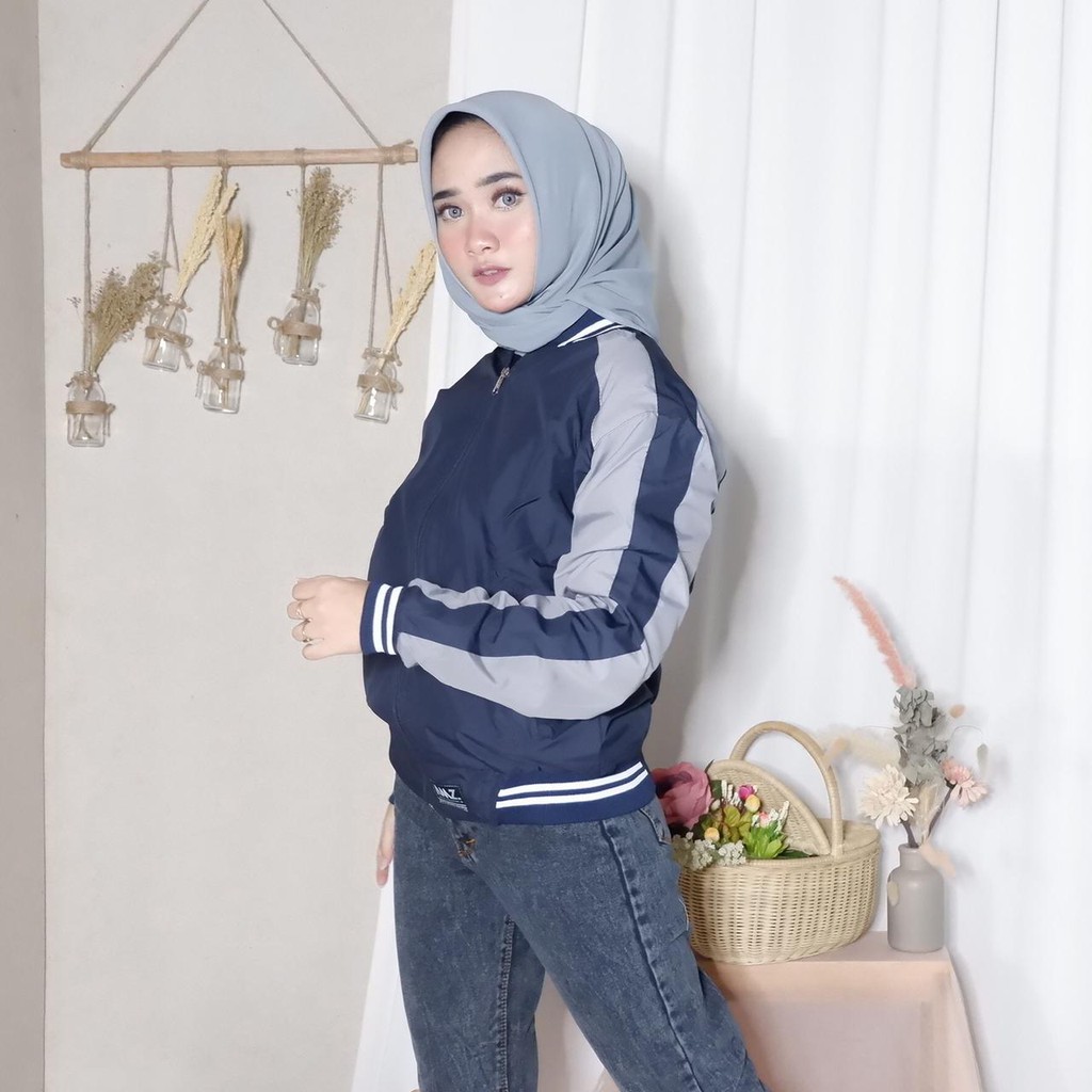 SKJ NAVY |ManNeedMe x AMZ| Jaket Pria Bomber Jaket Parasut Unisex 2 in 1 ORIGINAL