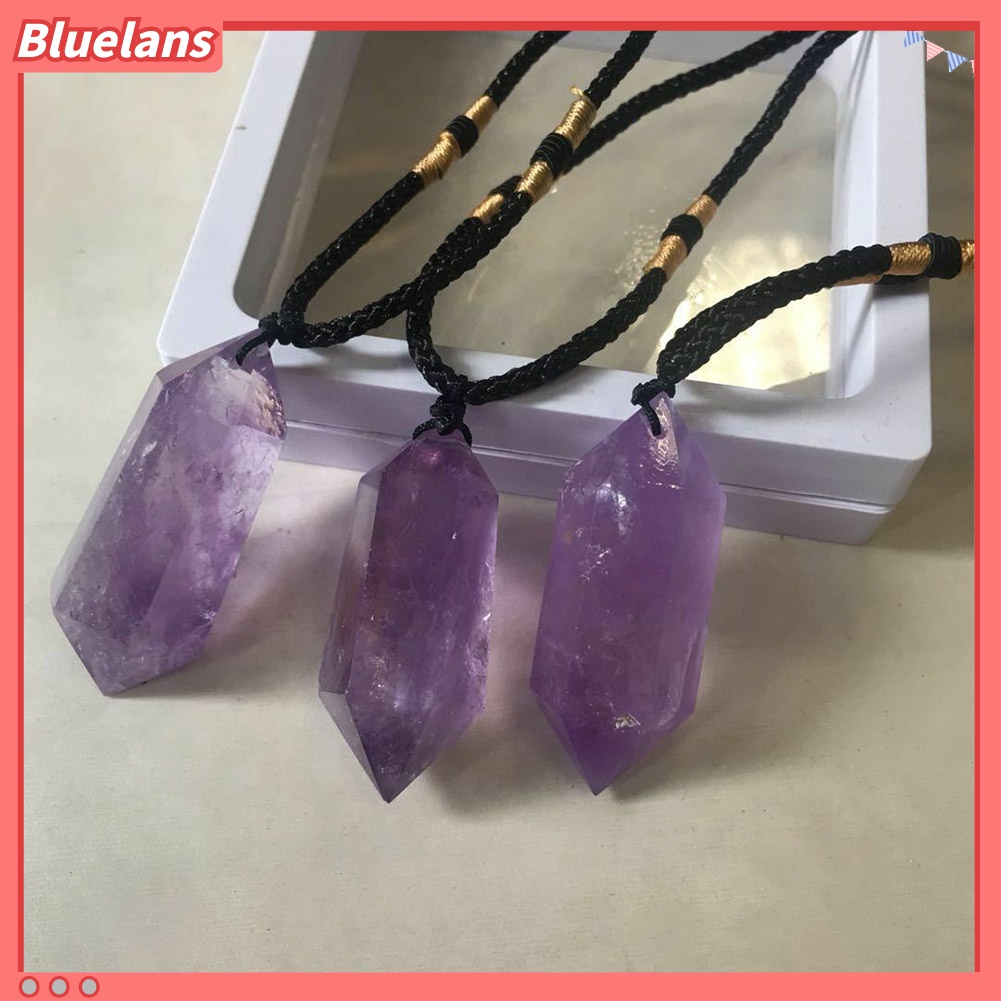 Bluelans Kalung Liontin Heksagonal Batu Amethyst Imitasi Untuk Penyembuhan