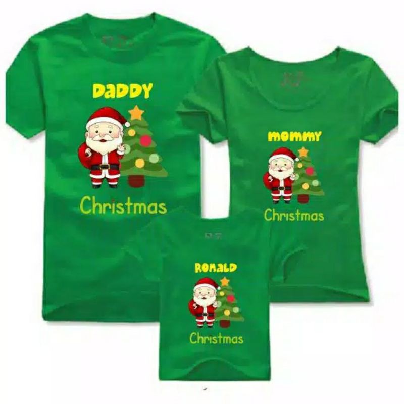 kaos Natal santa bisa request nama merry christmas santa