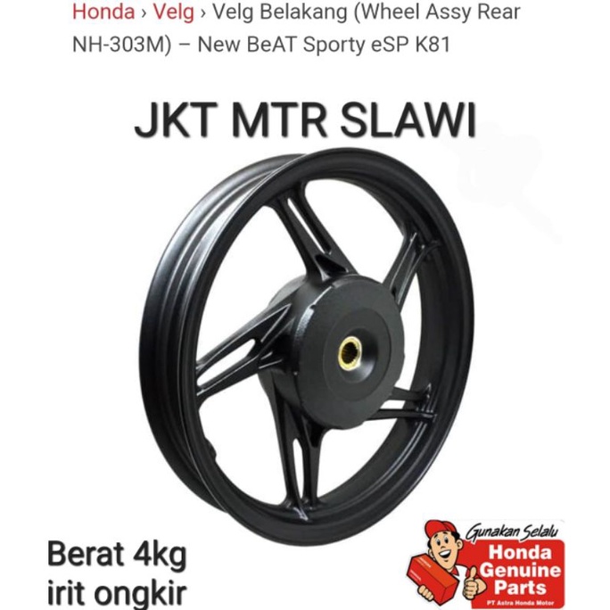 44601-K81-N01 velg depan dan belakang beat fi esp beat eco street asli honda