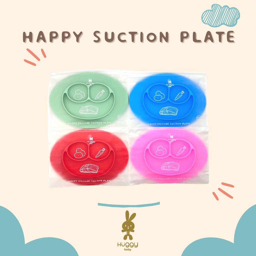 Huggy Baby AM004 Happy Silicone Suction Plate | Piring Silikon Anak