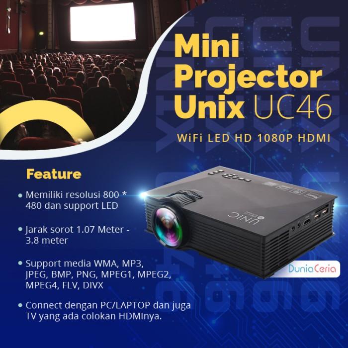 

Irled | Unix Uc46 Mini Proyektor Projector Wifi Led Hd 1080P Hdmi Warna 16.7M
