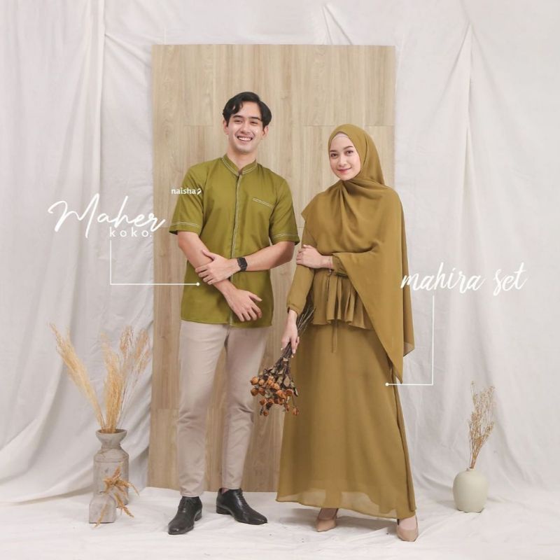 Baju Couple Muslim Maher Koko dan Gamis Mahira set